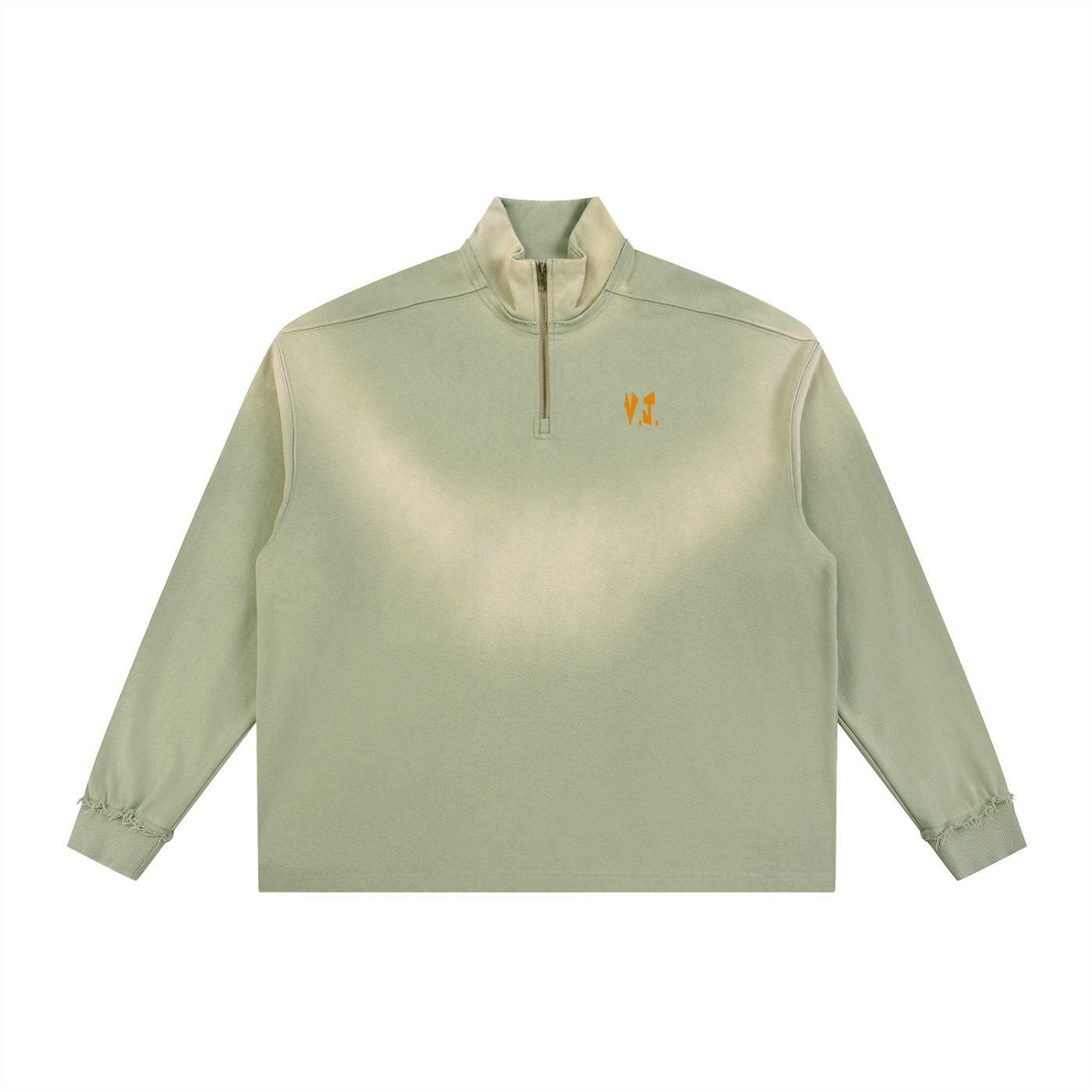 Sun Fade Raw Edge Quarter-Zip Sweatshirt