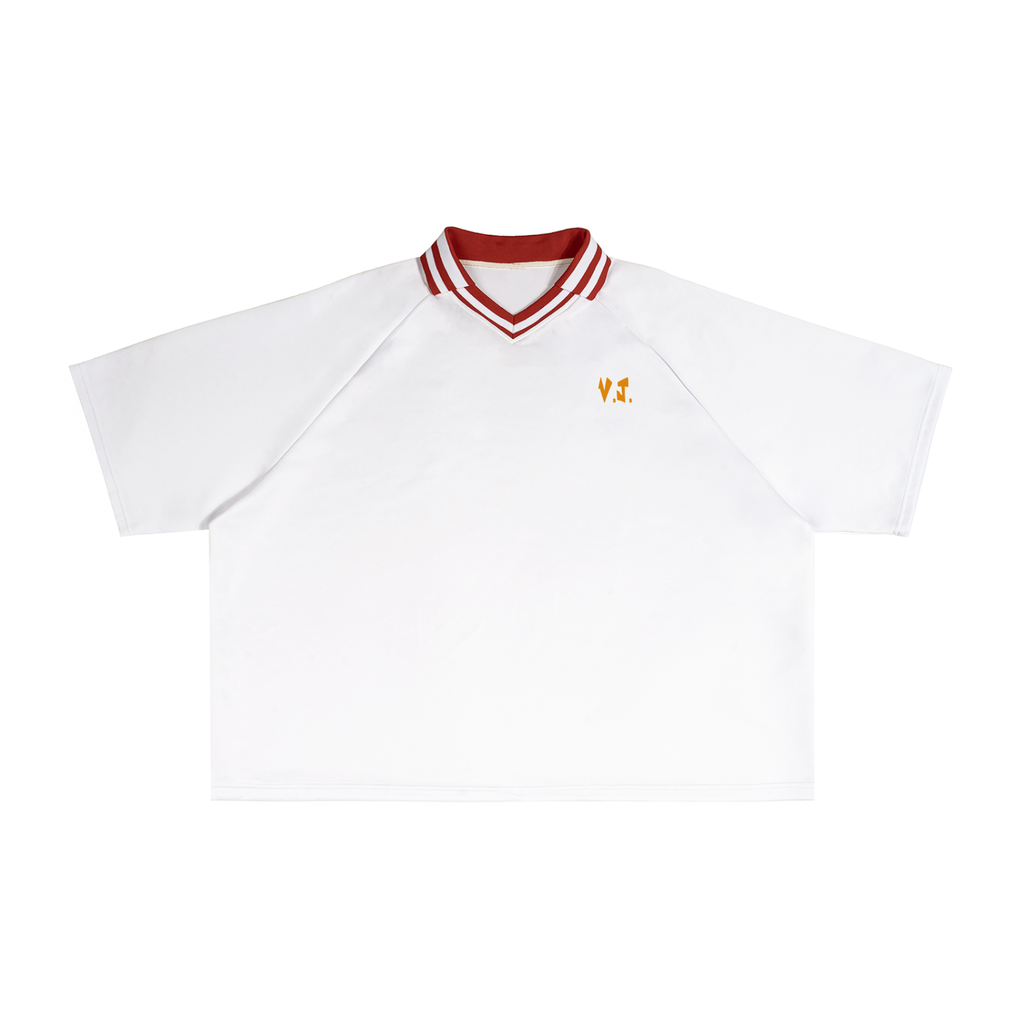 Contrast Lapel Collar Boxy T-Shirt