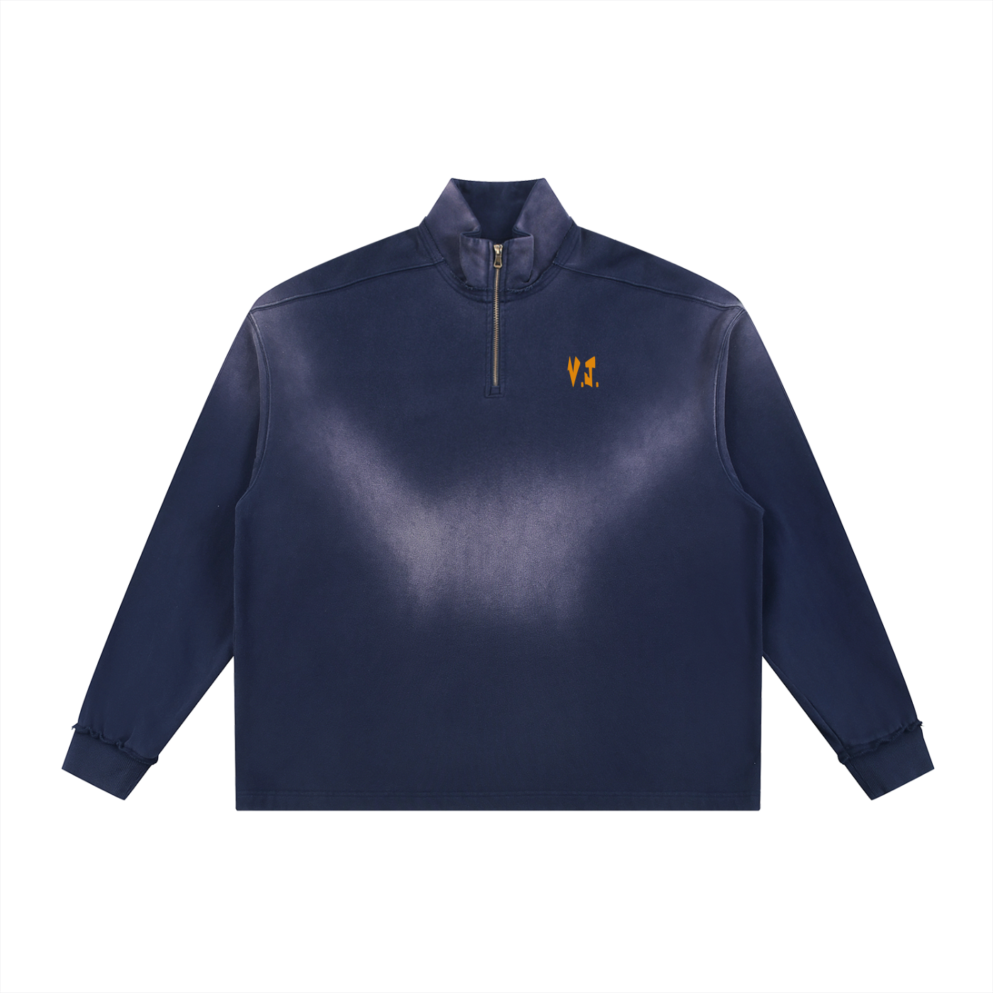 Sun Fade Raw Edge Quarter-Zip Sweatshirt
