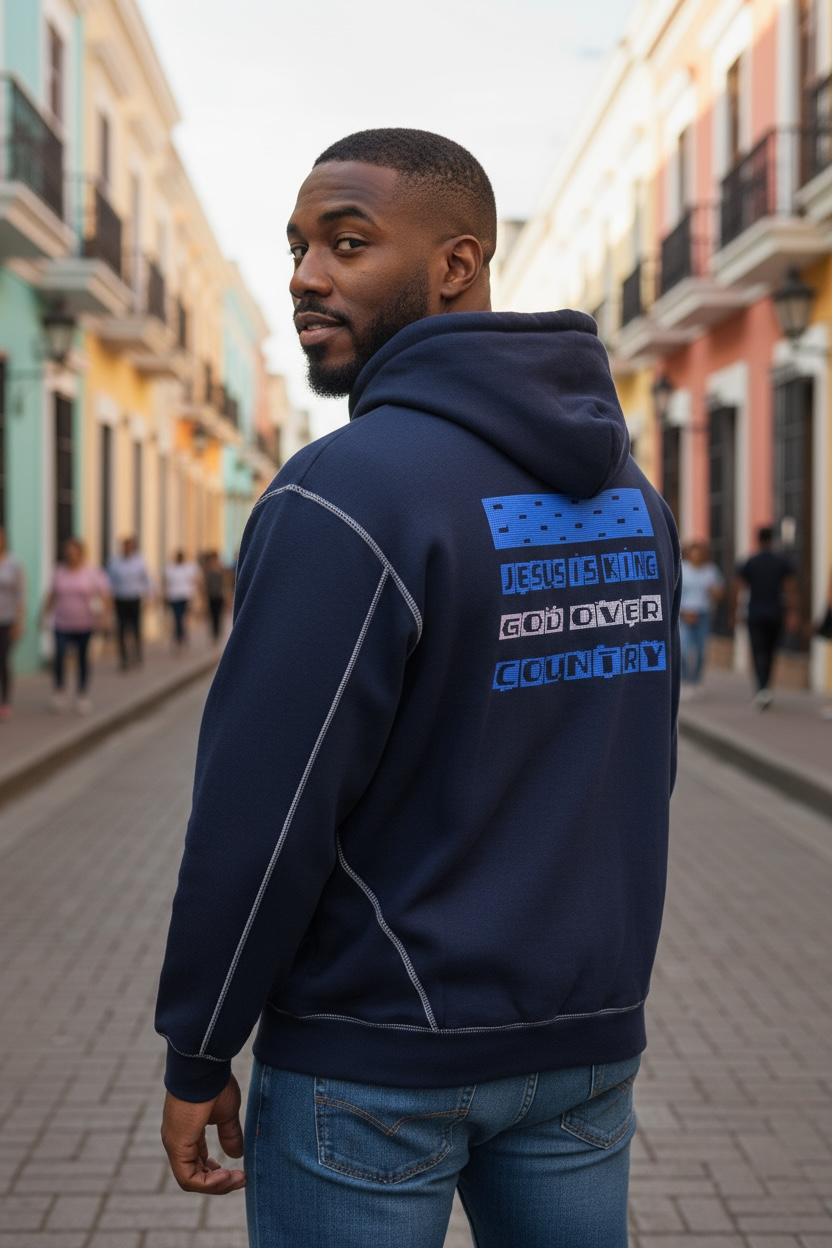 Contrast-Stitched Boxy Fleece Hoodie