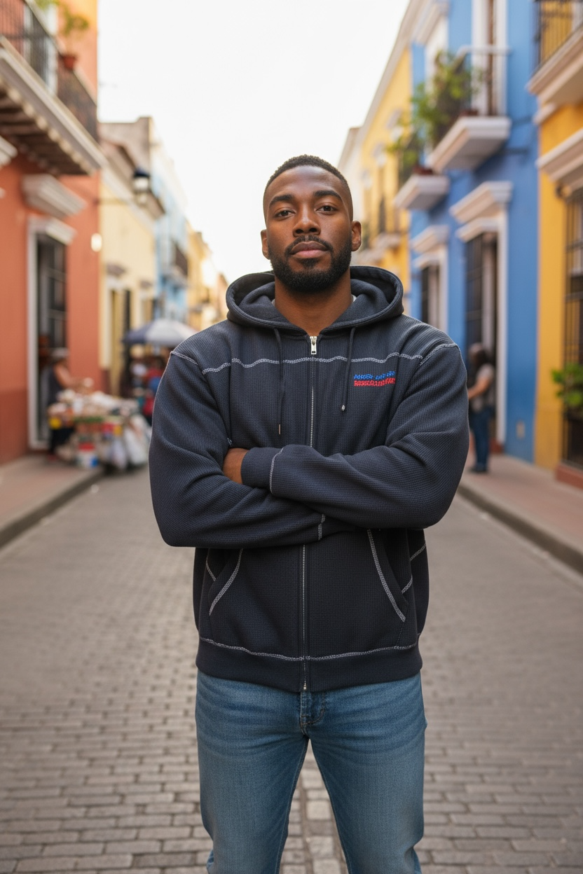 Contrast-Stitched Boxy Fleece Hoodie